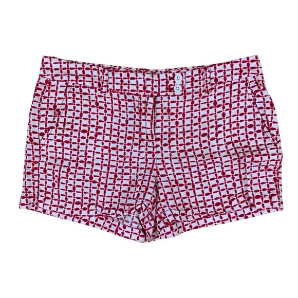 Vineyard Vines Red White Grid Shorts 6 Preppy Summer Resort Coastal Cotton Chic - Picture 1 of 3